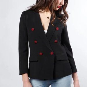 Smythe Black Double-Breasted Mini Crepe Blazer 8